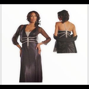 🔴Jet Black Evening Gown/Rhinestone